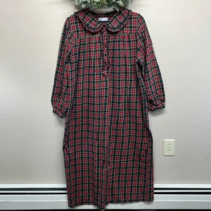 Erika Taylor Intimates Flannel Plaid Full Length Long Nightgown